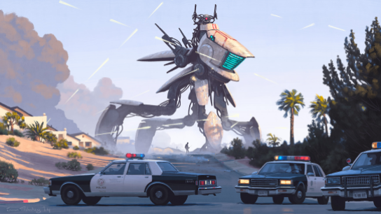 big robot police car